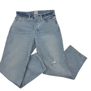 J. CREW Women Slouchy Boyfriend Jeans Size 30 Distressed Straight Leg Light Blue